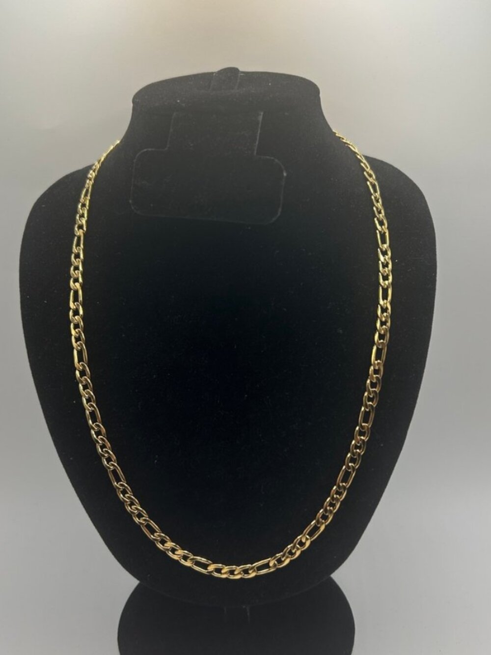 Figaro Chain Gold Plated Stainless Steel Real Gold 5mm 22 Inch Durable Womens